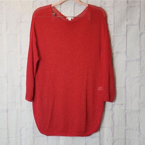 J. Jill Sweaters - J. JILL Scoopneck Linen-Blend Lightweight Loose-knit Pullover Sweater